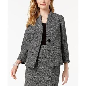 Kasper Womens Petite One Button Knit Jacquard Jacket Size 8P